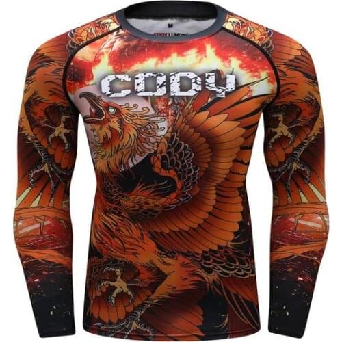 T shirt Mens Rashguard Jiu Jitsu Bjj T shirt Long Sleeve Fitness Muay Thai Boxing Sport Sweater Mma Rashguard Boxing Jersey