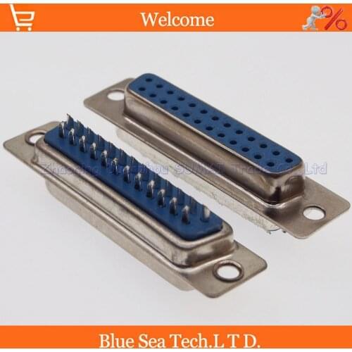 20pcs New female connector DB25 female socket/jack connector 25pin dual row RS232 COM serial port Welding wire Free shipping