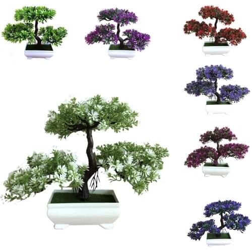 New Ganoderma Tree Lotus Pine Tree Simulation Plant Flower Bonsai Set Small Potted Green Plant Home Decor Table Top Decoration C