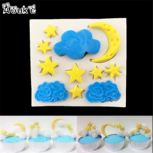Cloud Star Moon Shape Fondant Cake Silicone Mold DIY Candy Cookie Cupcake Molds Cake Decorating Tools Baking Biscuits Mould