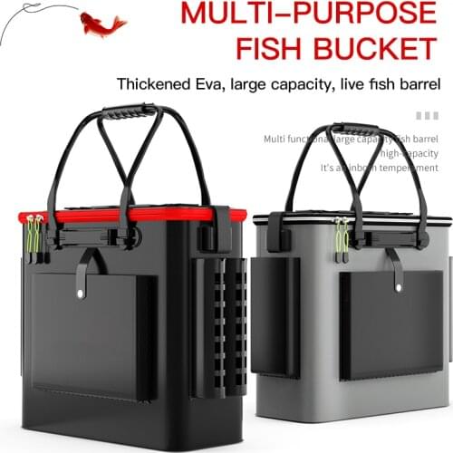 Portable Zipper Fishing Bucket Outdoor Folding EVA Fishing Bag live fish bucket 5 Sizes Camping Hiking Fishing Bag