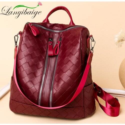Retro2021 Women Leather Backpacks High Quality Female Vintage Backpack For Girls School Bag Travel Bagpack Ladies Back Pack