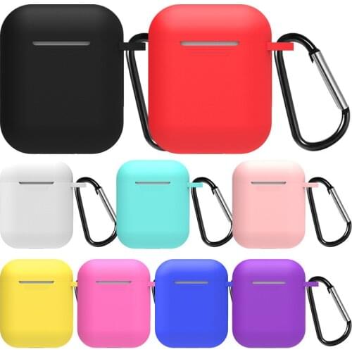 Silicone Case For Apple Airpods 1/2 Cover Candy Color Protective Earphone Case For Apple Airpods 2/1 Cover With Hanging Buckle