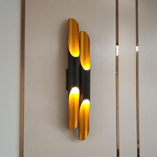 Nordic postmodern double head up and down luminous living room bedroom led minimalist strip decoration study wall lamp