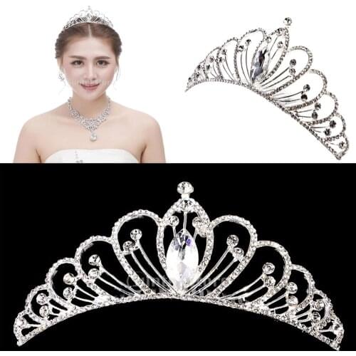 Wedding Bridal Bridesmaid Princess Tiara Crown Crystal Heart Hair Comb Headdress Headpiece