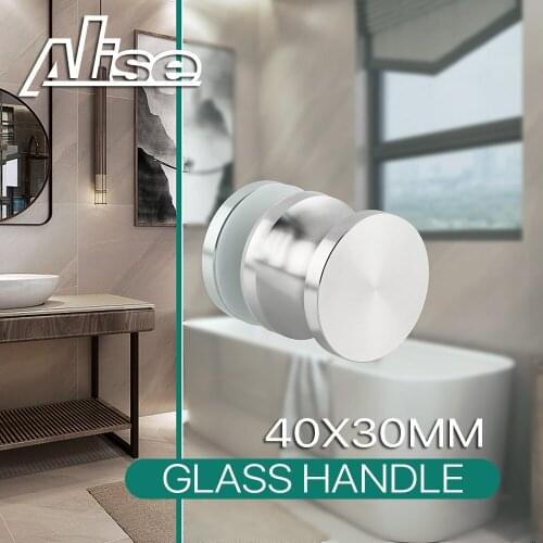 Solid Shower Screen Round Singe Door Handle Door Knob,304 Stainless Steel Brushed Finished Bathroom Door Handle Cabinet Handles