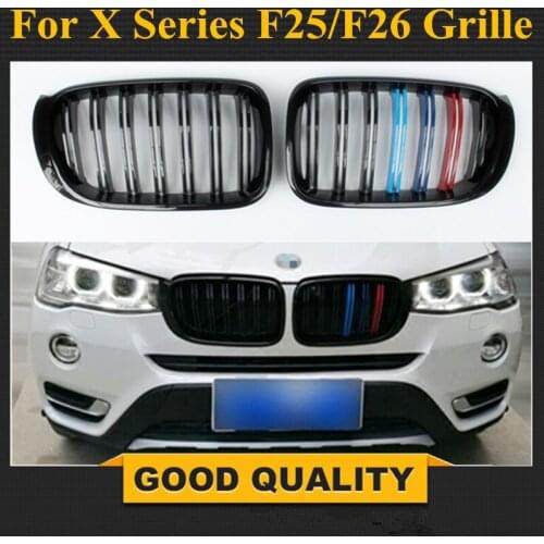 X3M X4M Style Durable ABS Front Hood Grill For 2014 2015 2016 BMW X4 F26 & X3 F25 LCI in M Color Great Fitment Bumper Grille
