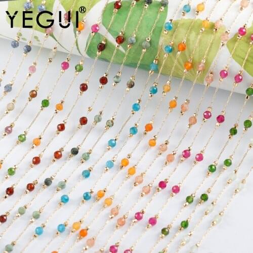 YEGUI C220,diy chain,18k gold plated,copper metal,natural stone,jewelry findings,jewelry making,diy bracelet necklace,1m/lot