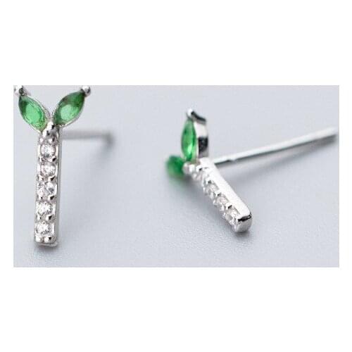925 Sterling Silver Green Leaf Stud Earrings for Women Wedding Gift Brincos Hypoallergenic Sterling-silver-jewelry eh795