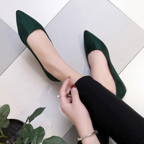 2019 New Women Suede Flats Fashion High Quality Basic Mixed Colors Pointy Toe Ballerina Ballet Flat Slip On Shoes
