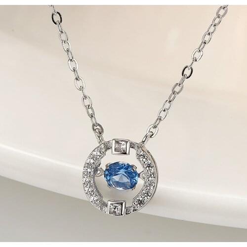Authentic 925 Sterling Silver Fashion Beating Heart Crystal Pendant Cross Chain Necklaces For Women Wedding Party Jewelry Gift