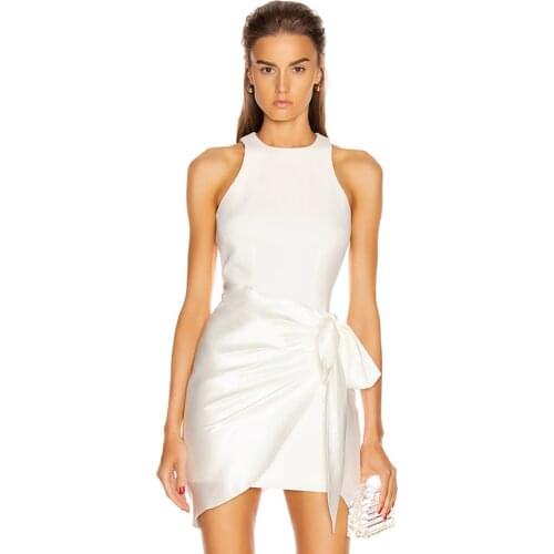 Adyce New Summer White Bodycon Club Bandage Dress Women Sexy Tank Sleeveless Mini Draped Celebrity Runway Party Dresses Vestidos