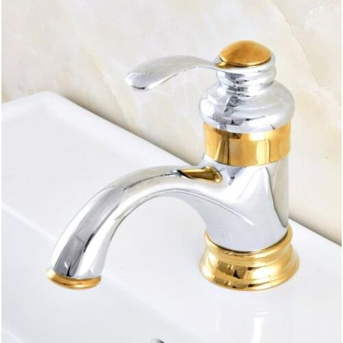 Gold Silver Brass Bathroom Faucet Basin Tap Single Handle Hot and Cold Water Mixer Taps Nnf302