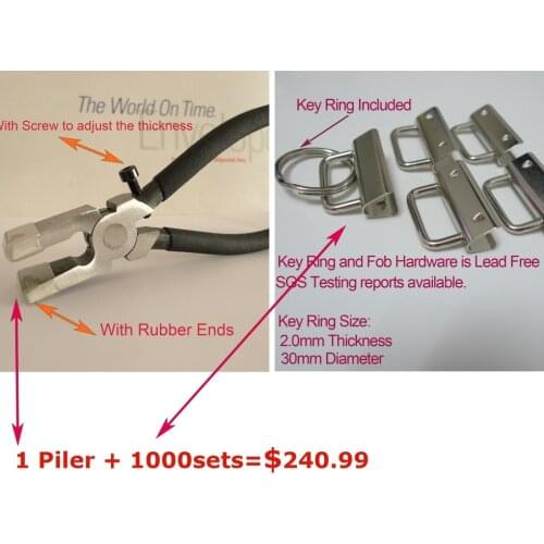 1 Key Fob Hardware Plier + 1000sets 1" 25mm SILVER Color Key Fob Hardware Combo Package