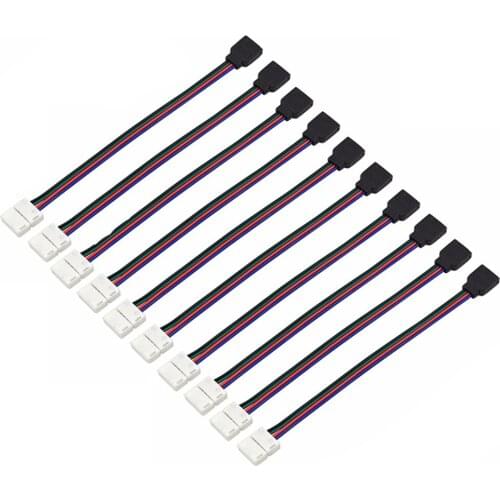 10 PCS 15cm 4 Pin 5050 3528 LED RGB Connector Extension Cable Wire LED Strip Clip