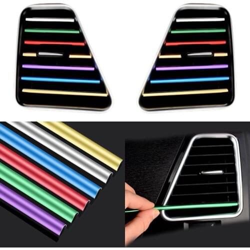 10 Pieces Car-styling Chrome Styling Moulding Car Air Vent Trim Strip Air Conditioner Outlet Grille Decoration U Shape DIY