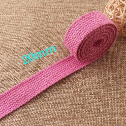 20mm Pink Cotton Webbing Thin Soft Belt Key Fob Webbing Lanyard solid Keychain Webbing -3/4"