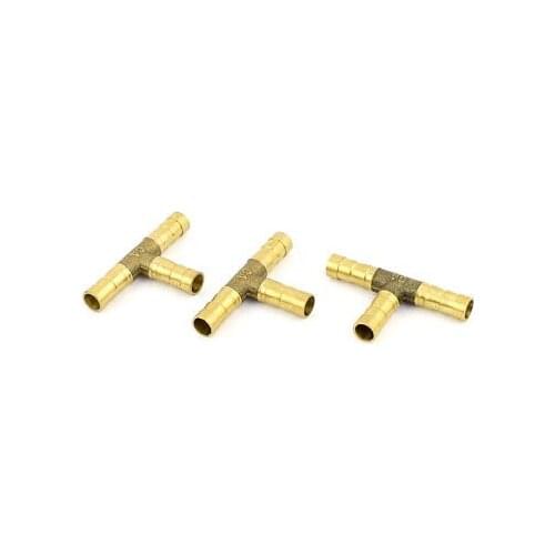 3Pcs 3 Way T-Shaped 8mm Tube Connector Brass Fuel Hose Barb Fittings
