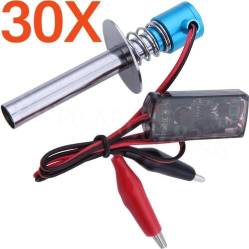 30pcs/Lot 6-12V Upgraded Electronic Glow Plug Igniter with Alligator Clip HSP 80100 for Nitro Power RC Car Monster Truck