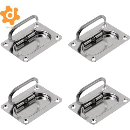4 Pieces Marine Grade Stainless Steel Boat Hatch Flush Lift Ring Pull Handle for boat marine hatches cabinets drawers