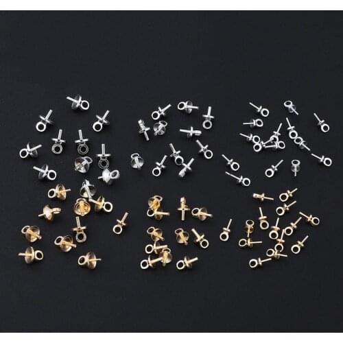 50pcs Gold Rhodium Eye Pin Pendant Charm Connector Bail Beads End Cap For Jewelry Making Earring Bracelet Hanging Accessories