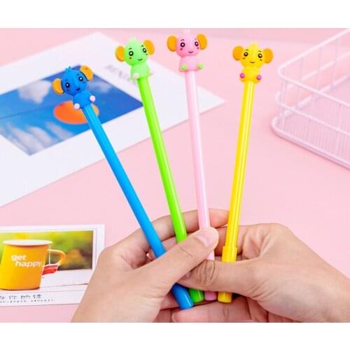 8 PCs Creative Cartoon Big Ear Elephant Claw Student Gel Pens Black 0.5mm Student Gel Pen Stationery Wholesale