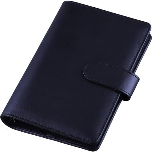 A6 PU Leather Notebook Binder Refillable 6 Ring Binder for A6 Filler Paper, Loose Leaf Personal Planner Binder Cover with Magnet