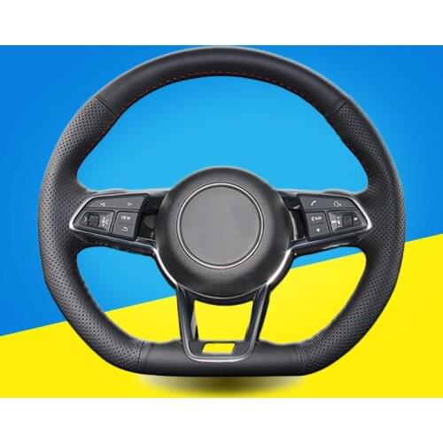 Auto Braid On The Steering Wheel Cover for Audi TT 2017 DIY Hand Stitched Car Wheel Covers Interior Accessories Car-styling