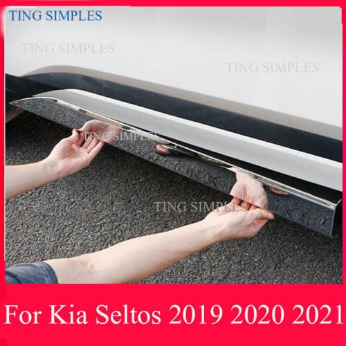 For Kia Seltos 2019 2020 2021 Car Accessories ABS Chrome/Carbon fiber Side Door Body Molding Moulding Trim accessories styling