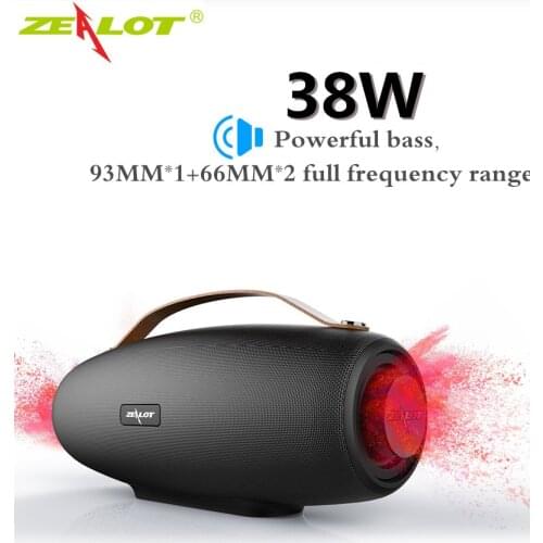 ZEALOT S27 Wireless Waterproof Portable Bluetooth Speaker 38W High-Power Subwoofer Soundbar Heavy Bass Column Suppprt TF AUX USB