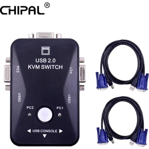 CHIPAL 5PCS 4 Port USB 2.0 KVM Switch 1920*1440 VGA SVGA Splitter Switcher with 4 Cables for Keyboard Mouse Printer Monitor