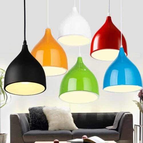 E27 Nordic creative painted iron tea shop office chandeliers Garden colorful iron restaurant LED chandeliers