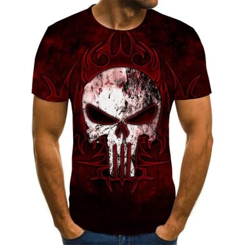 Fashion summer T-shirt men 2021 3D skull print mens T-shirt breathable street fashion stitching printing T-shirt men XXS-6XL