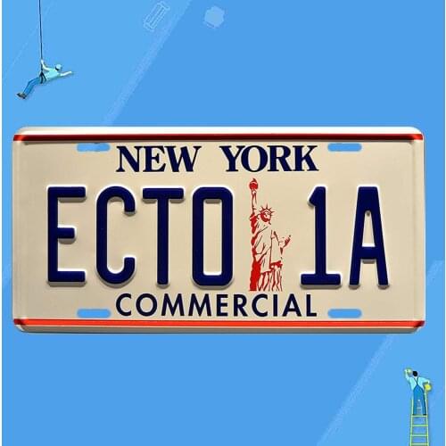 Ghostbusters Cadillac Hearse ECTO 1A Metal Stamped Vanity Prop License Plate