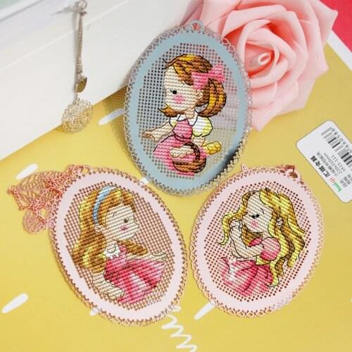 Pretty Cute Girls Craft Sttich Cross Stitch Bookmark Metal Silver Golden Needlework Embroidery Crafts Counted Cross-Stitching