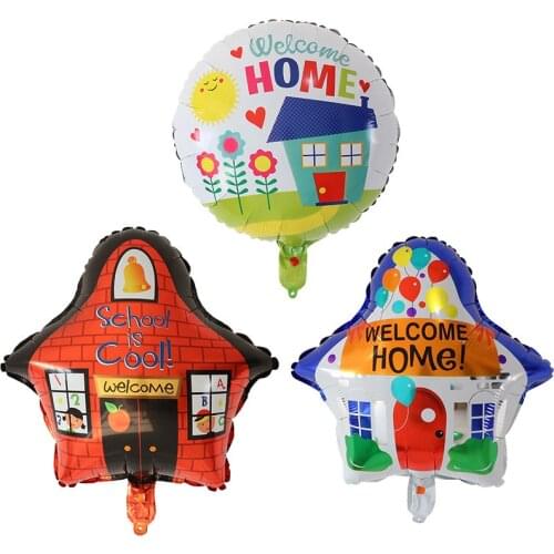5pcs/Lot Round Welcome Home Foil Balloons Air Globos for Welcome Back To School Party Balloons Decorations Graduation Supplies