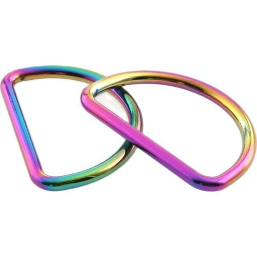 Rainbow Metal D Ring Semicircle Connection buckle Backpacks Straps Dog Collar Half Round Rings Adjustable Buckles Inner1''5/8
