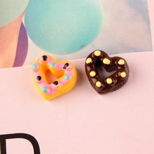 Mini Order 10pcs 18mm Kawaii Resin Cabochons Hollow Out Love Heart Donut Embellishments Scrapbooking Hair Clips Decoration