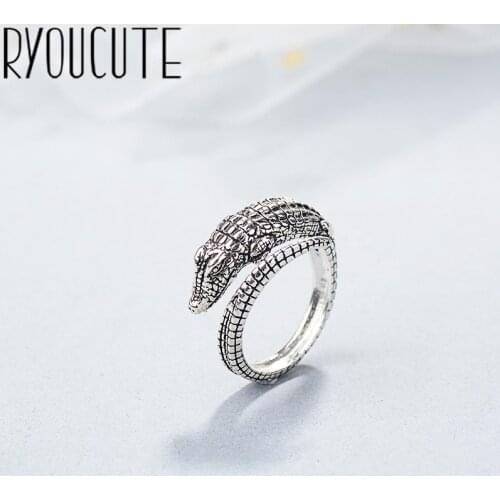 Fashion Real Crocodile Rings for Women Statement Jewelry Finger Animal Ring
