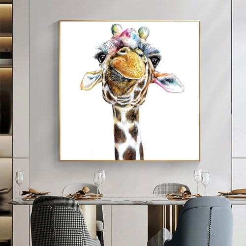 Color Giraffe Head Canvas Painting Animal Posters And Prints Wall Art Pictures For Living Room Kid Bedroom Modern Home Decor