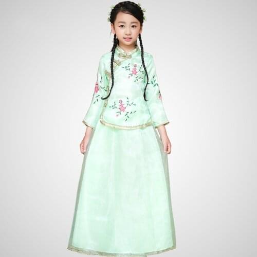 New Arrival Children Chinese Traditional Costume Top+skirt 2 Pcs Girl Chinese Ancient Costume Kids Hanfu Wedding Clothing 18