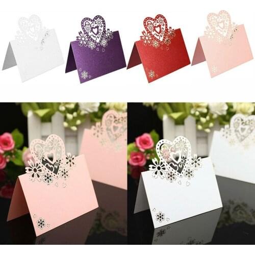 50pcs Laser Cut Heart Shape Place Cards Wedding Name Cards For Wedding Party Table Decoration Wedding Decor Party Home Supplies