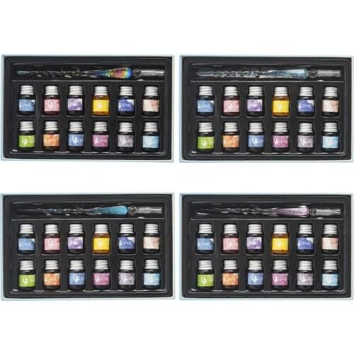 Crystal Starry Sky Glass Ink Pen Glass Dip Pen For Writing Fountain Pen Set Gift