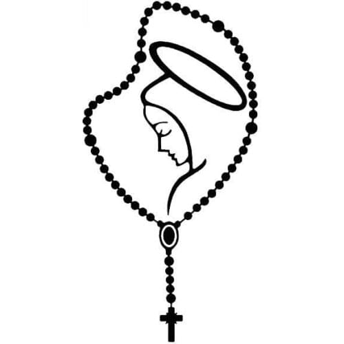 ROSARY MARY Spiritual Religious Car Window Car Body Car Sticker Oem Cartoon Vinyl Decal Black/Sliver,15cm*8cm