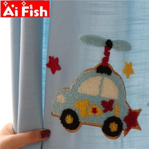 Pink Cute Bunny Physical Blackout Curtain for Li ving room Korean Blue Car Towel Embroidery Cartoon Childrens Bedroom MY185#25