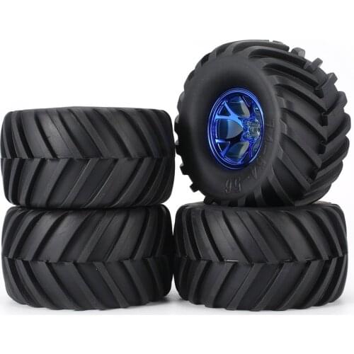 AUSTAR 4*Wheel 1:10 AX-3003/ 4 Tire for RC BigFeet AX-3002 RimRubber Tyre Plastic Hub BEADLOCK for Bigfoot Monster Truck HSP HPI