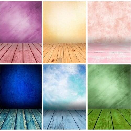 Old Vintage Gradient Solid Color Photography Backdrops Props Brick Wall Wooden Floor Baby Portrait Photo Backgrounds 210125MB-07