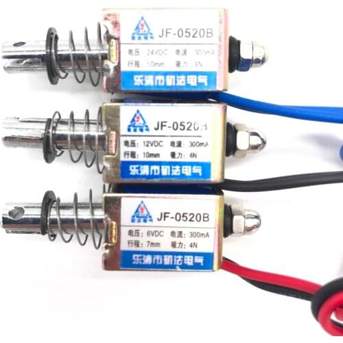 Pull Type JF-0520B DC 6V 12V 24V Linear Solenoid Electromagnet 300mA Force 4N Travel 10mm