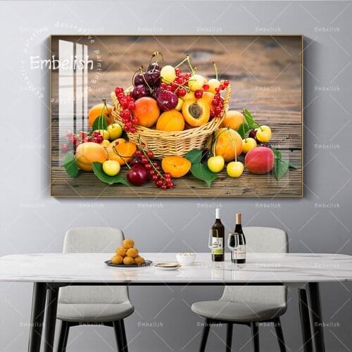 Embelish Fresh Summer Fruit On Basket Modern Home Kitchen Decor Posters For Living Room Wall Art Pictures HD Canvas Paintings