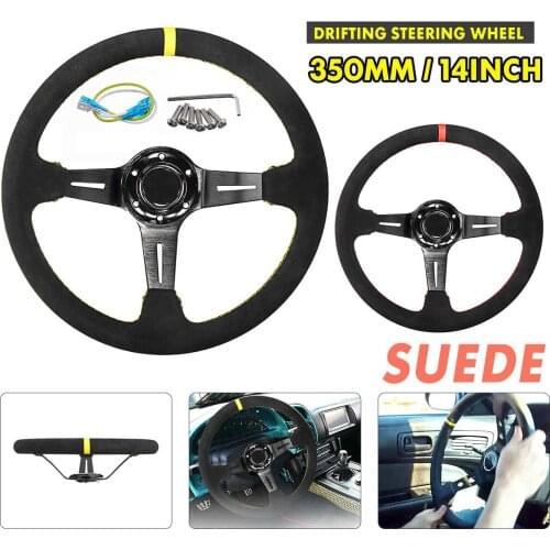 Universal 14Inch 350MM Suede Steering Wheel Leather Steering Wheel Drift racing type High quality Suede/PVC Style